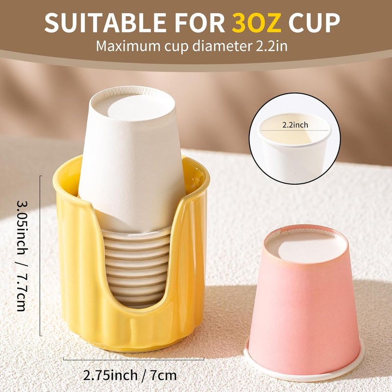 TANEW Kid Ceramic Vertical Dispenser - Dixiee Dispenser & Mouthwash Holder for 3oz Paper Cups on Bathroom Countertops Matt Grey - Image 2